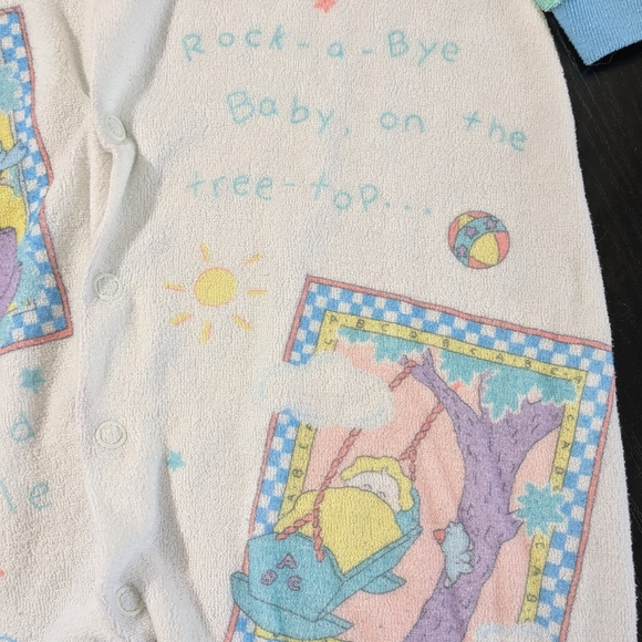 Vintage Carter's Rock-a-Bye Baby Footed Sleeper | Precious Pastel Nursery Rhyme - Picture 2 of 5
